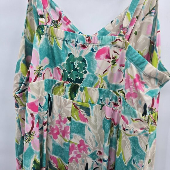 Torrid Teal Tea Length Midi Chiffon Pleated Shark Bite Floral Dress Size 3/3x - Picture 7 of 12
